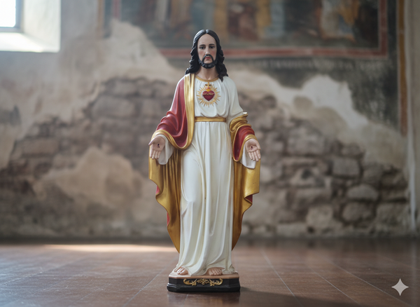 HEART OF JESUS FIGURE 122 CM GLASS EYES
