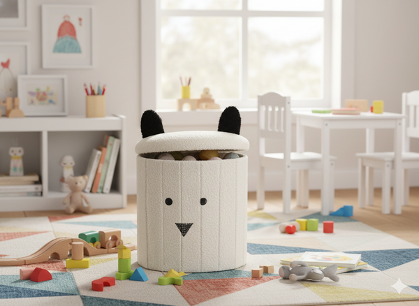 SKŁADANA PUFA ZE SCHOWKIEM 28 x 28 x 34 CM BIAŁA *4243