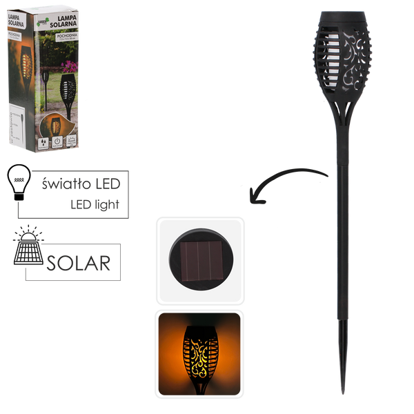 LAMPA SOLARNA POCHODNIA 7,5 X 7,5 X 50 CM *6846