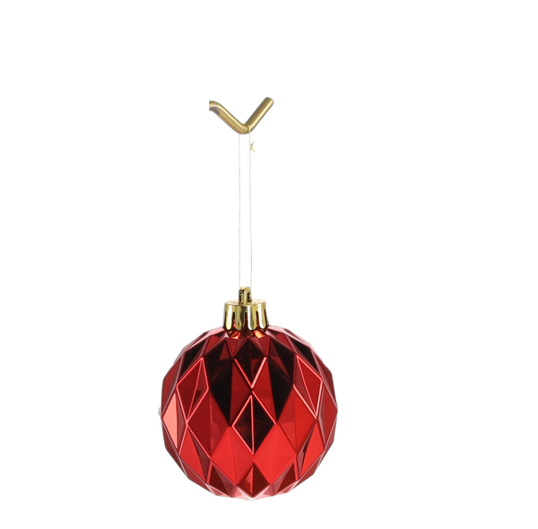 SET OF 6 SHINY BAUBLES 6 CM RED/GOLD/SILVER