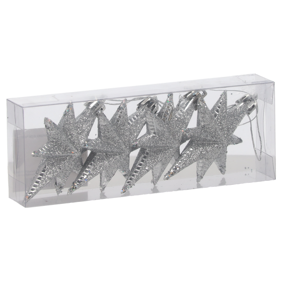 SADA 4 VÁNOČNÍCH OZDOBOU HVĚZDA 10 CM *1147