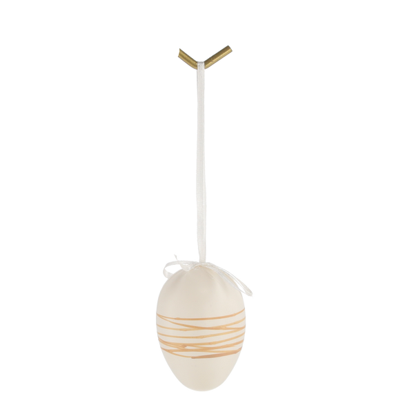 SET DE 6 OUĂL ÎN STIL DE PAȘTE 4 x 6 CM CU SUSPENSIE GRI-AURIU *8005