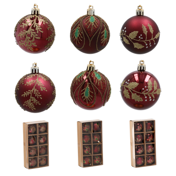 SET OF 8 CHRISTMAS BAUBLES RED 6 CM