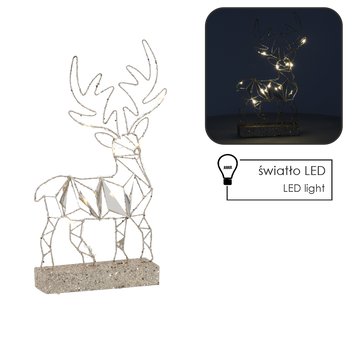 OZDOBA ŚWIĄTECZNA - RENIFER LED STOJĄCY 38 CM GEOMETRYCZNY *6338