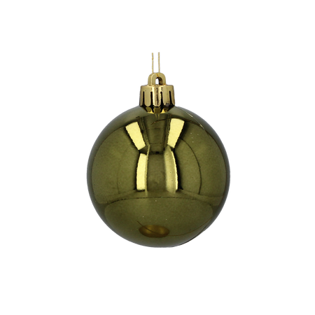 SET OF 12 BAUBLES 6 CM OLIVE/COPPER/GRAPHITE MIX DESIGNS