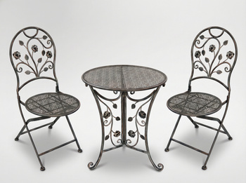 ZESTAW MEBLI OGRODOWYCH METALOWYCH "MADISON" STÓŁ + 2 KRZESŁA