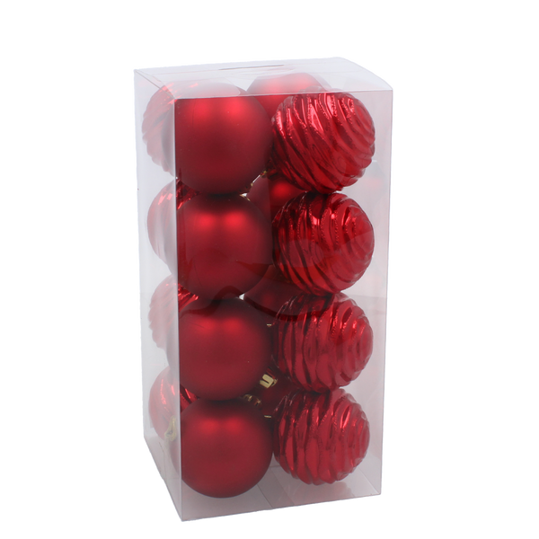 KPL. 16 BOMBEK 6 CM ČERVENÝ / ZLATÝ / STŘÍBRNÝ *3740