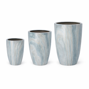 SET OF 3 CERAMIC PLANT POT COVERS – MARBLE EFFECT