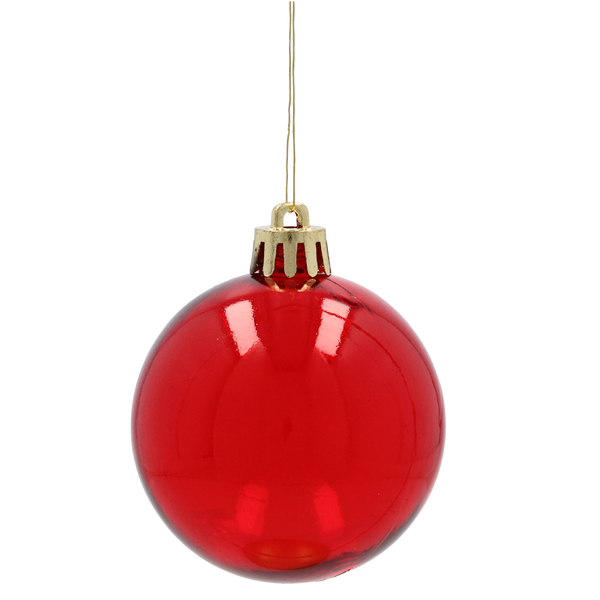SET OF 6 BAUBLES 6 CM RED/GREEN/WHITE