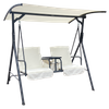 HUŚTAWKA OGRODOWA DWUOSOBOWA 170 x 110 x 165 CM BEŻOWA Z PODSTAWKĄ NA KUBKI 