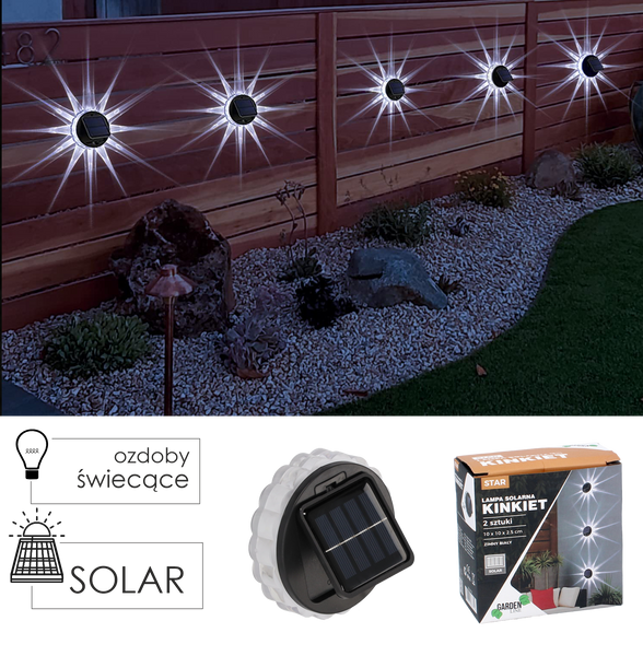 Set of 2 solar lamps - wall lamp 10 x 10 x 2.5 CM STAR LED COLD WHITE