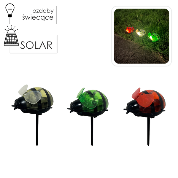 SOLÁRNA LAMPA ZABAVNÁ VČELA 7,5 x 6 x 14 CM TEPLÁ BIELA disp=12ks *5691