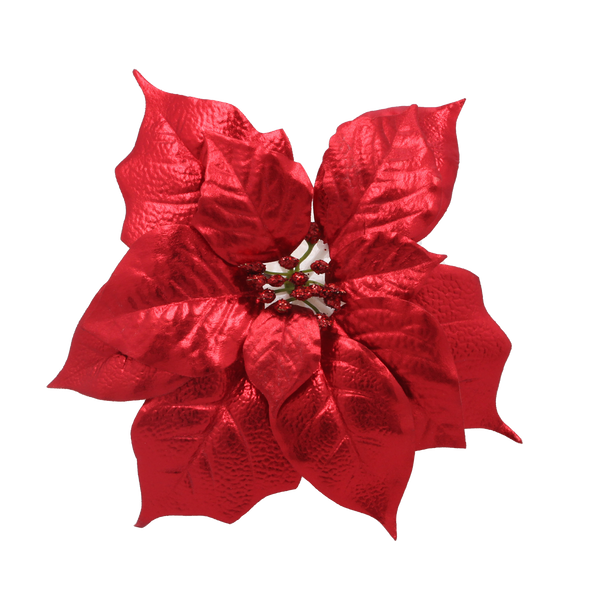 UMĚLÁ KVĚTINA - HVĚZDA BETLEMSKÁ 25 CM NA KLIPSU ČERVENÁ balení=12 ks *3841