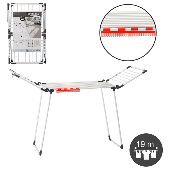 SUŠIČKA NA PRÁDLO S DVOMA ÚCHYTMI NA PONOŽKY "RENATA" BIELA 174 x 61 x 106 CM *1419