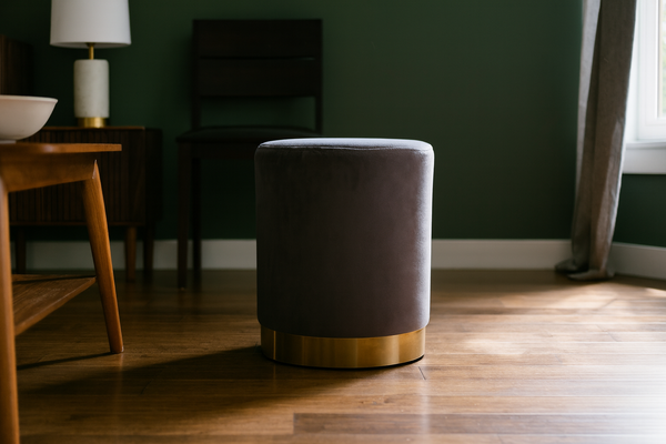 ROUND POUF 28 X 42 CM DARK GREY