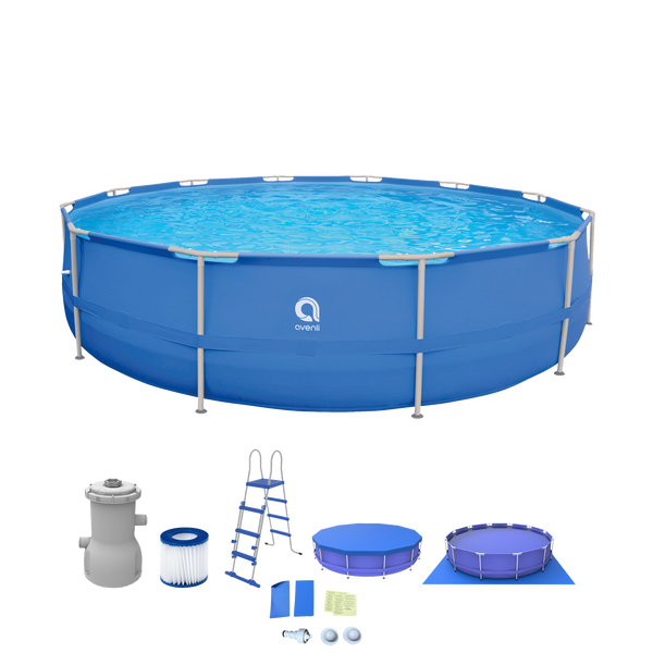 PISCINA CU CADRU 450 x 122 cm (PISCINA, POMPA DE FILTRARE, SCARĂ, CAPAC, PODEA)