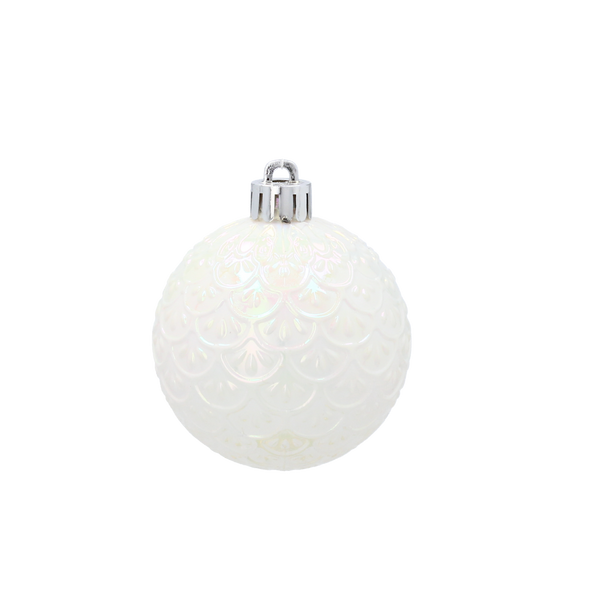 SET OF 6 BAUBLES 6 CM WHITE