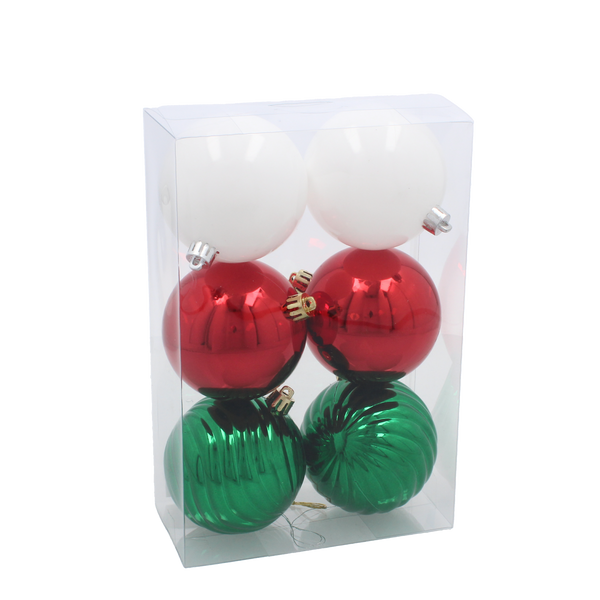 KPL. 6 BOMBEK 8 CM CZERWONY/ZIELONY/BIAŁY *9896