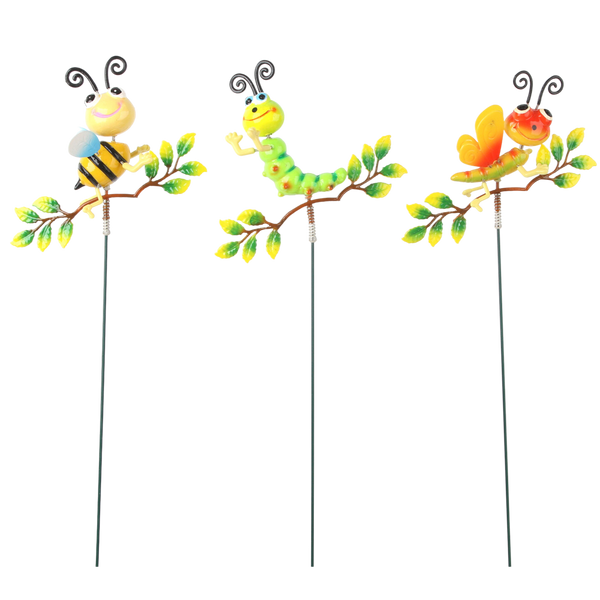 DECORAȚIUNE PE TRUNCHI PENTRU GHIVECE/GARDEN - ALBINĂ/LARVĂ/CHIT A PE STEJAR 18 x 6 x 74 CM *9920