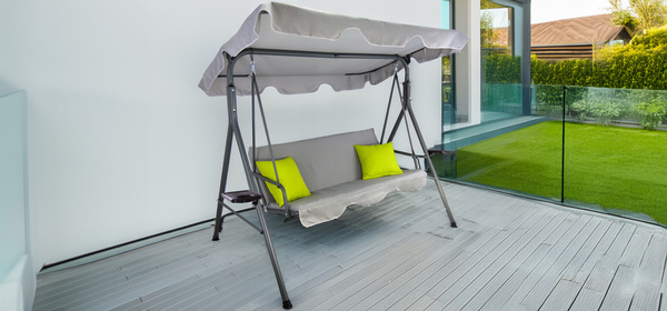 LEAGĂ DE GRĂDINĂ A-TYPE 170 x 118 x 153 cm GRI CU PERNE VERZI ȘI SUPORTURI PENTRU CEAIURI *9987