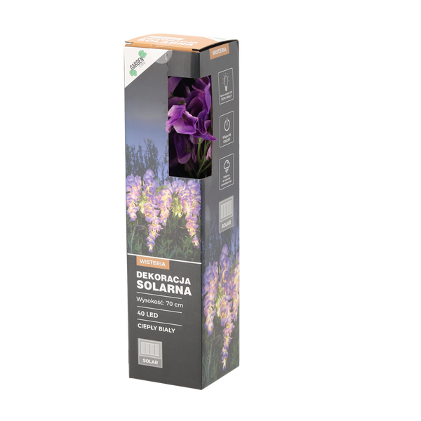 SOLAR LAMP H 70 CM WISTERIA 40 LED WARM WHITE DISPLAY=12PCS