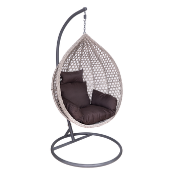 HANGING CHAIR GREY, CUSHION - GREY, FRAME - DARK GREY 120 X 107 X 68 CM