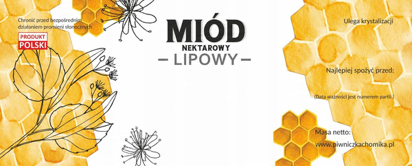 KPL. 100 ETYKIET MIÓD NEKTAROWY LIPOWY 154 x 60 MM *8207