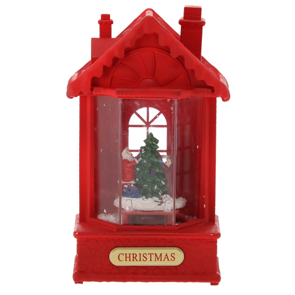 ŚWIĄTECZNY LAMPION 12 x 9 x 19,5 CM Z WKŁADEM LED POZYTYWKA - DOMEK CZERWONY *3850