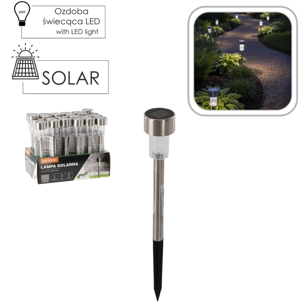 LAMPA SOLARNA HELSINKI 4,7 x 4,7 x 33,5 CM disp.24szt *0625