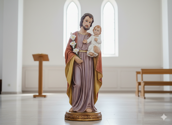 ST. JOSEPH FIGURE GUARDIAN WITH CHILD 99 CM GLASS EYES