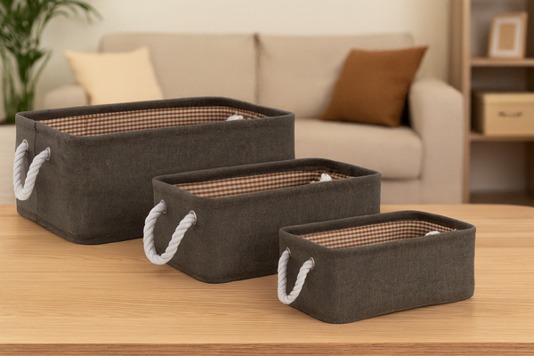 ZESTAW 3 ORGANIZERÓW PROSTOKĄTNYCH BRĄZOWY