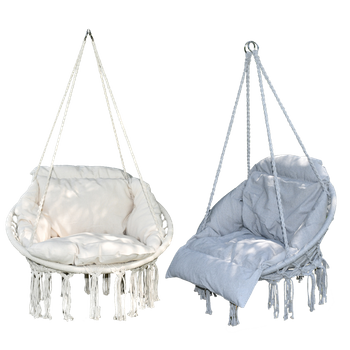 HANGING CHAIR - STORK'S NEST WITH CUSHION 80x60x120 CM BEIGE/GREY *3187