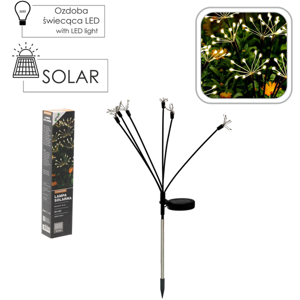 LAMPA SOLARNA H 70 CM FAJERWERKI 60 LED CIEPŁY BIAŁY *4750