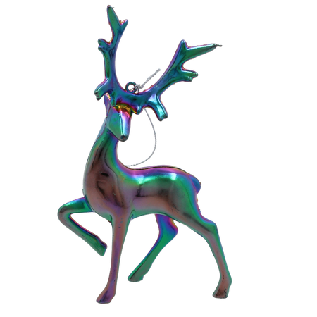 CHRISTMAS TREE DECORATION ELK WITH PETROL EFFECT 10 x 15 CM