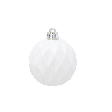 SET OF 6 BAUBLES 6 CM WHITE