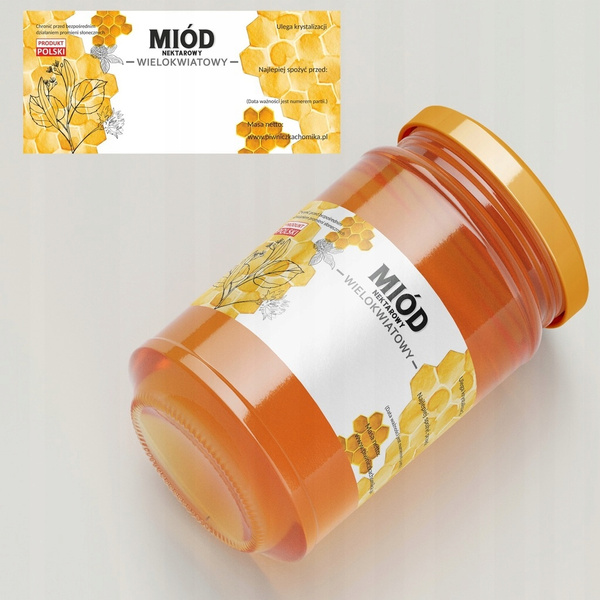 SADA 100 ETIKIET MEDOVÝ NEKTÁR VIACÍVOVÝ 116 x 50 MM *8245