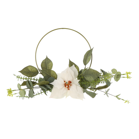 CHRISTMAS DECORATION - ARTIFICIAL POINSETTIA WITH RIM 45 CM WHITE