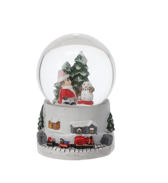 CHRISTMAS SNOWBALL - SANTA'S SLEIGH 4.5 x 4.5 x 6.5 CM WHITE MIX PATTERNS disp=12pcs *5720