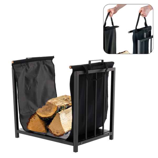 LOG HOLDER BLACK CANVAS CARRIER L20"