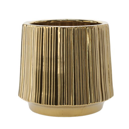 OSŁONKA CERAMICZNA NA DONICZKĘ 44 x 44 x 40 CM ZŁOTA PRĄŻKOWANA *3536