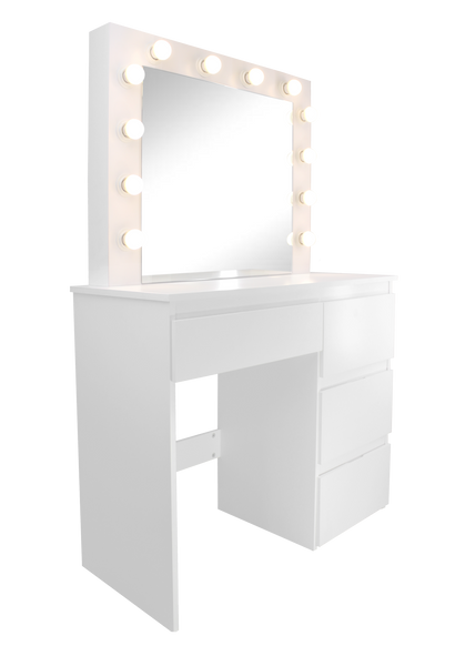 TOALETKA DO WIZAŻU BIAŁA Z OŚWIETLENIEM Z 4 SZUFLADAMI 94x43x140 cm *4868