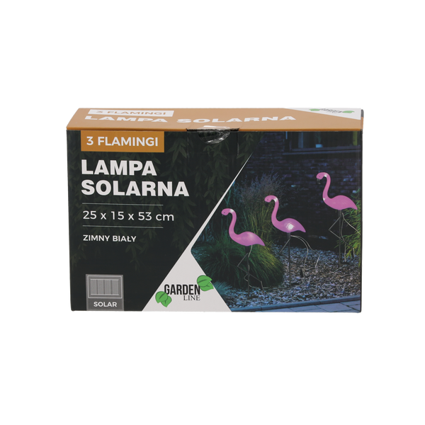 SOLÁRNÍ LAMPA 25 x 15 x 53 CM 3 PLAMEŇÁCI 6 LED STUDENÁ BÍLÁ *6087