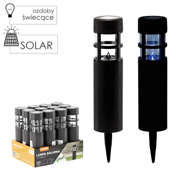 ASPEN SOLAR LAMP 7 x 7 x 38.5 CM BLACK COLD WHITE disp=12pcs