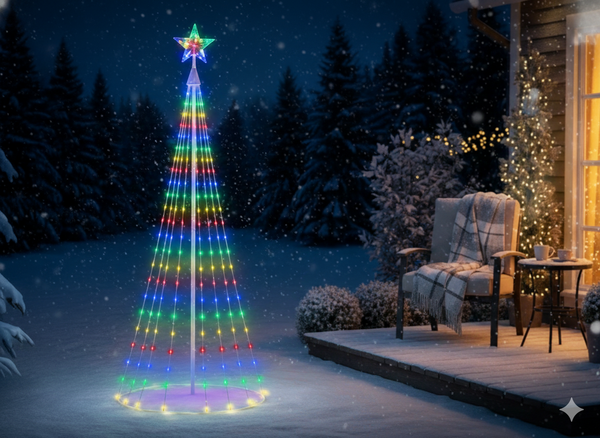 LED CONE CHRISTMAS TREE WITH STAR 1,8M 320L MULTICOLOR IP44