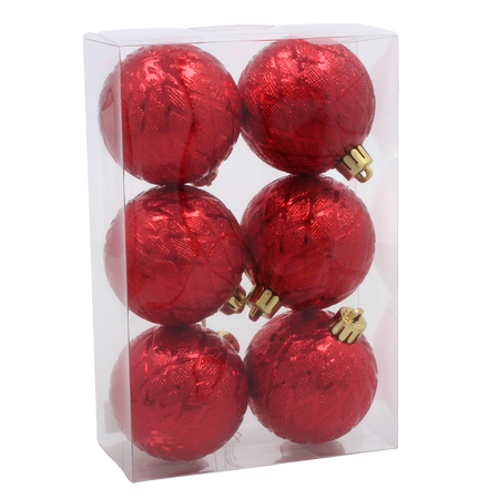 KPL. 6 BOMBEK 6 CM RED / GOLD / SILVER *3832