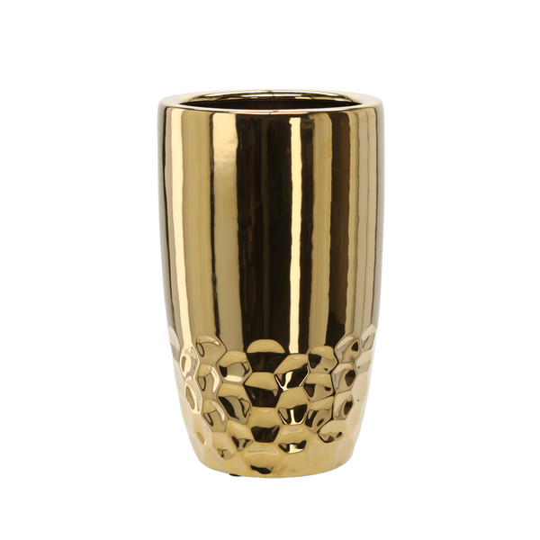 CERAMIC COVER FOR A POT 38 x 38 x 45 CM GOLD SEMI-SMOOTH