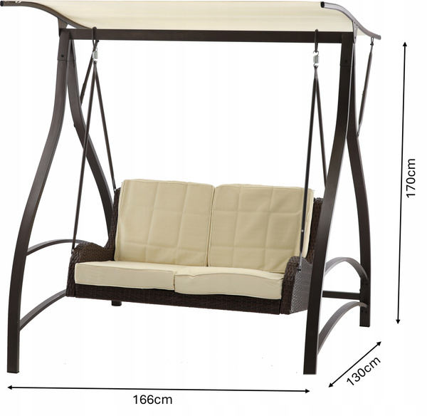 ZÁHRADNÁ HOUKACHA Z TECHNORATTANU 166 x 130 x 170 CM HNEDÁ PREMIUM *3132