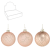 GLASS BAUBLE - BEIGE MIX DESIGNS 8 CM