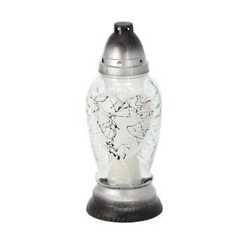 ZNICZ 29CM/40H Z385 SERCE MARMUR BIAŁO-SREBRNY OPAK=2611*2611