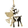 SET OF 3 CHRISTMAS TREE DECORATIONS - GOLD REINDEER 5,5 x 8 CM